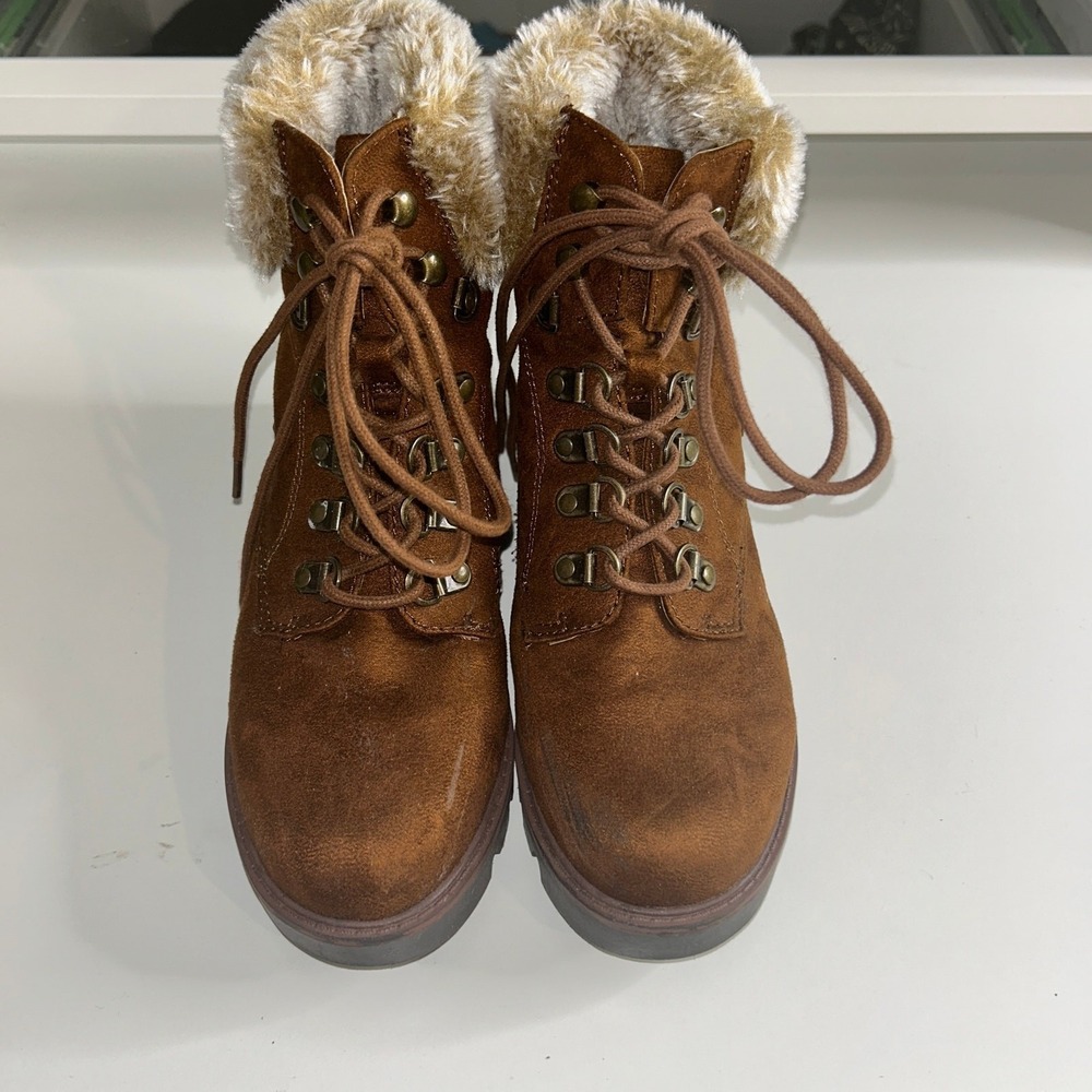 Cliffs by White Mountain Womens Winter Hiking Boots Brown Faux Fur 6.5M